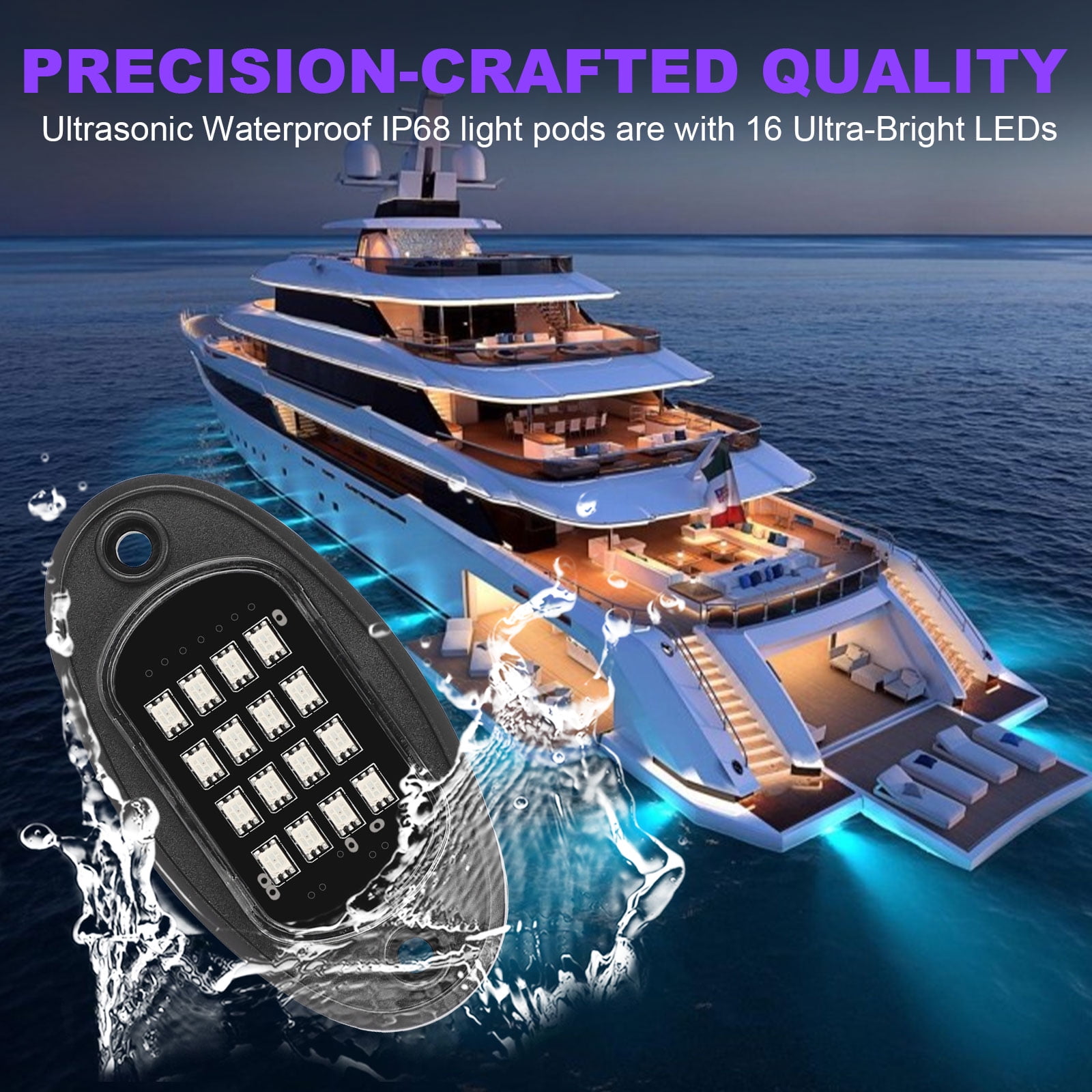 TSV 64LEDs Multi-Color Rock Light for Truck, Waterproof RGB Underbody Lighting, Remote Controlled