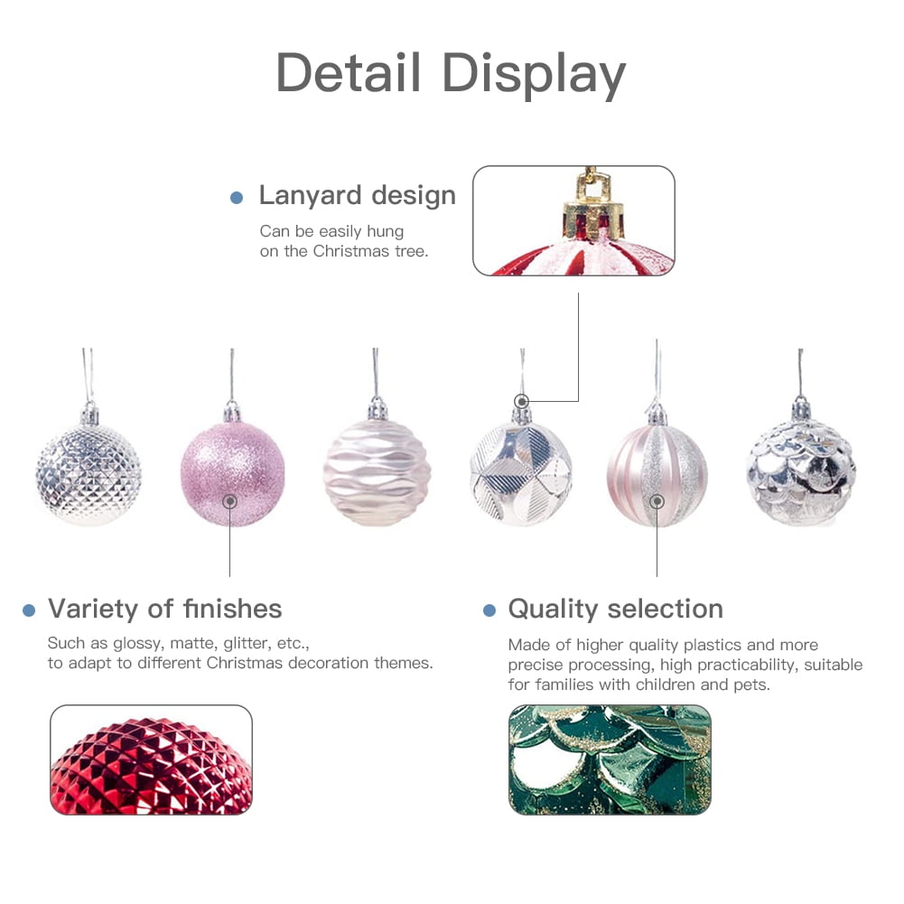 Lowestbest Christmas Baubles, 60mm Christmas Tree Decoration Ornaments Pendants, 12pcs Large Hanging Ball for Xmas Hanging Decorations Festival Holiday Decoration, Pink Lowestbest Christmas Baubles, 60mm Christmas Tree Decoration Ornaments Pendants, 12pcs Large Hanging Ball for Xmas Hanging Decorations Festival Holiday Decoration, Pink