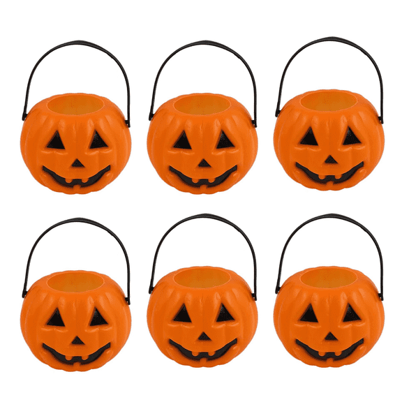 6Pcs Mini Halloween Pumpkin Buckets Portable Jack O Lantern Candy Pails for Trick or Treat Party Decor