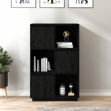 Anself Highboard with 3 Doors Wood Pine Sideboard Wooden Storage Cabinet for Living Room, Bathroom, Bedroom, Home Furniture 29.1 x 13.8 x 46.1 Inches (W x D x H)