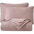 thumbnail image 4 of Chezmoi Collection Pucker 3-Piece Queen Size Bedspread Coverlet Set , Crinkle Textured Diamond Bedding Cover Quilt Set, Woodrose, 4 of 7
