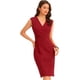 thumbnail image 4 of Vestido de tubo K para mujer, sin mangas, cuello en V, cinturón de oficina de negocios, vestidos de lápiz, 4 of 5