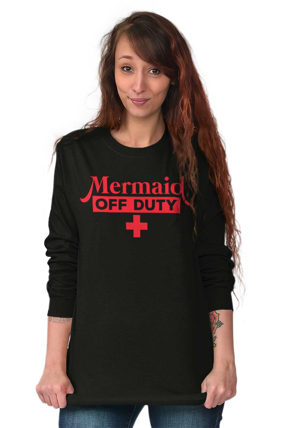 Envision Frem Berigelse Lifeguard Long Sleeve T-Shirts Tee For Women Mermaid Off Duty Princess  Beach Ocean Summer - Walmart.com