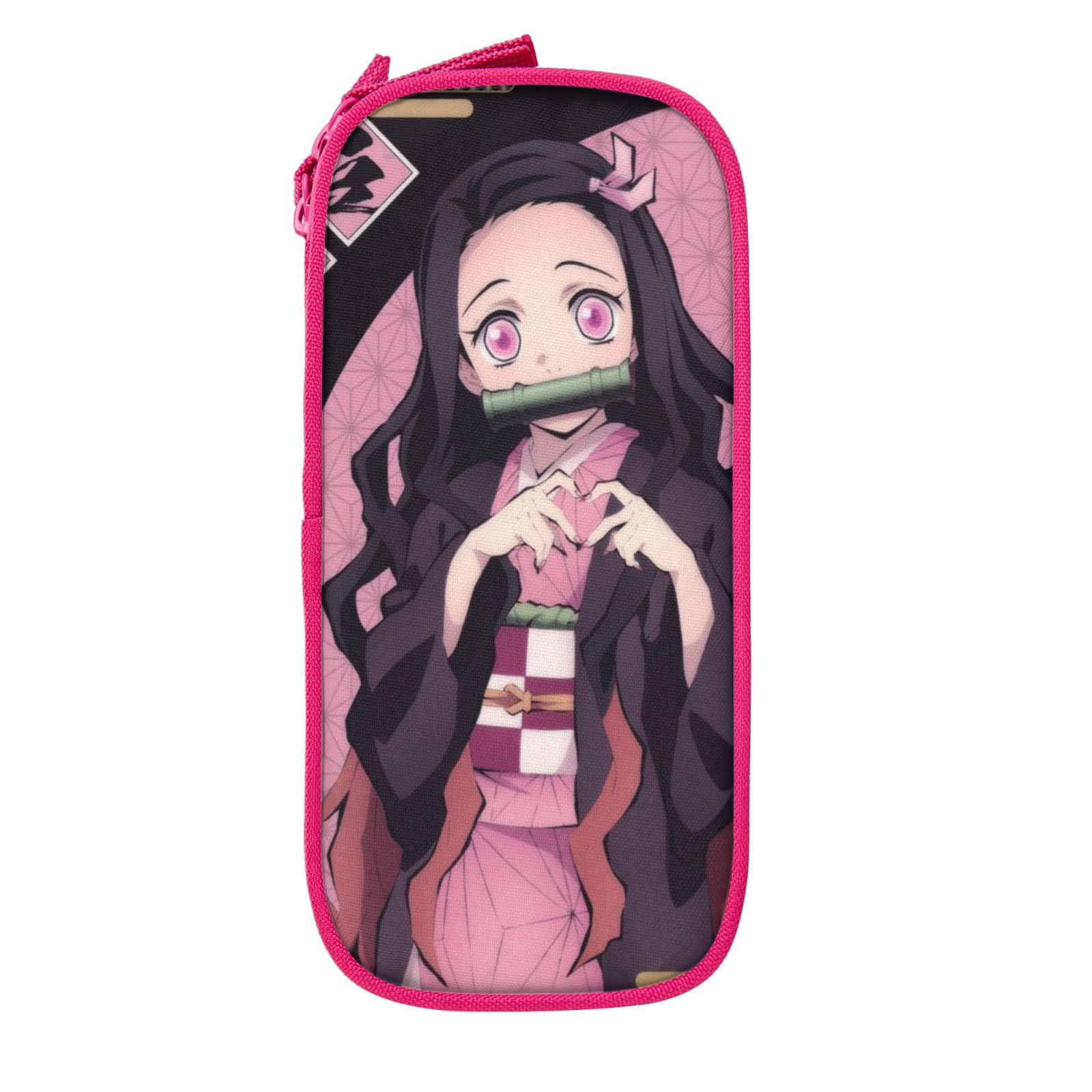 Kamado Nezuko Pencil Case Large Capacity Pencil Pouch Pen Bag Office Stationery Organizer Travel Makeup Bag Pink
