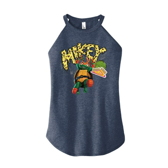 Teenage Mutant Ninja Turtles: Mutant Mayhem - Michelangelo AKA Mikey - Pizza Rules - Juniors High Neck Tank Top