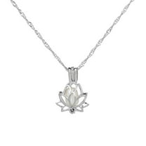 Guodhu Luminous Hollow Lotus Pendant Necklace for Women yoga Flower Lockets Necklace Lotus Flower Clavicle Chain Necklace Jewelry