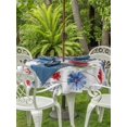 thumbnail image 3 of Outdoor Tablecloth with Umbrella Hole for Patio/Picnic/Party/Camping, 4th of July Waterproof Table Cloth Round Cover Washable, Independence Day Floral Blue Red Botanical (Dia 54"), 3 of 9