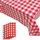 thumbnail image 1 of Mantel de plástico a cuadros, juego de 1 pieza, 54 pulgadas de ancho x 108 pulgadas de largo, mantel de picnic desechable rojo y blanco, mantel rectangular de cuadros para cumpleaños, carnavales, fie JAMW Sencillez, 1 of 5