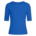 thumbnail image 3 of Women'S T Shirts Slim Fit Mid Length Sleeve T Shirt Soft Basic Round Neck Top For Summer Casual Wear Comfortable Stretchy Tee Blue 5XL, 3 of 3