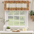 thumbnail image 2 of Thanksgiving Pumpkins Curtain Valances for Windows, Kitchen Valance Window Treatments Panel 2 Pack, Sunflowers Chalet Beige Retro Country Rod Pocket Short Curtains for Bathroom Bedroom 60 x 18 Inch, 2 of 8