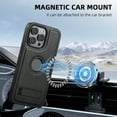 thumbnail image 7 of ELEHOLD for iPhone 12 Pro Max Rugged Magnetic Premium Leather Hidden Stand Case Logo Cutout View Compatible with Mag Safe & Magnetic Car Mount Holder Shockproof Protection Cover,Black, 7 of 7
