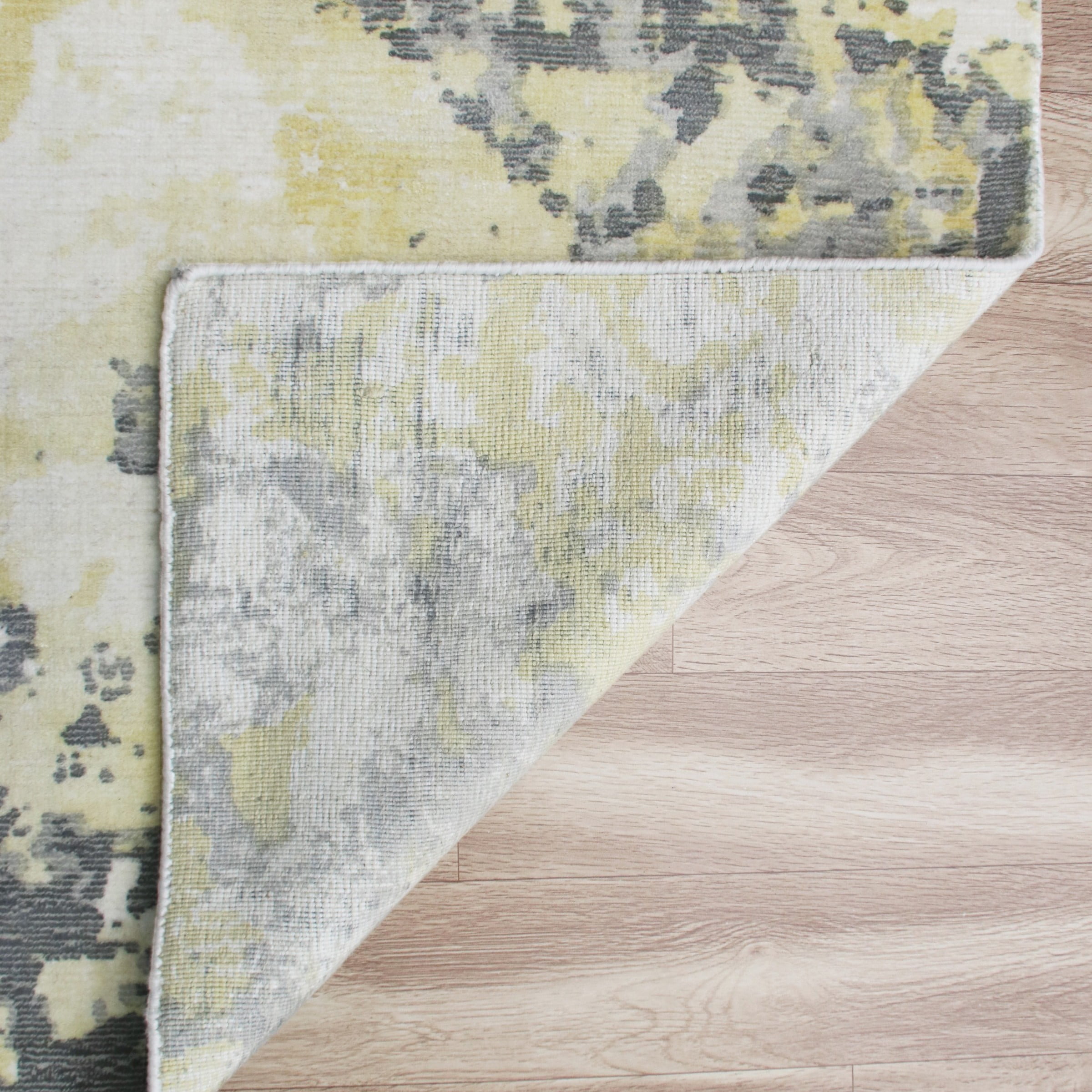 Ox Bay Hand Loomed Modern Abstract Light Area Rug, Gray / Yellow, 2' x 3'