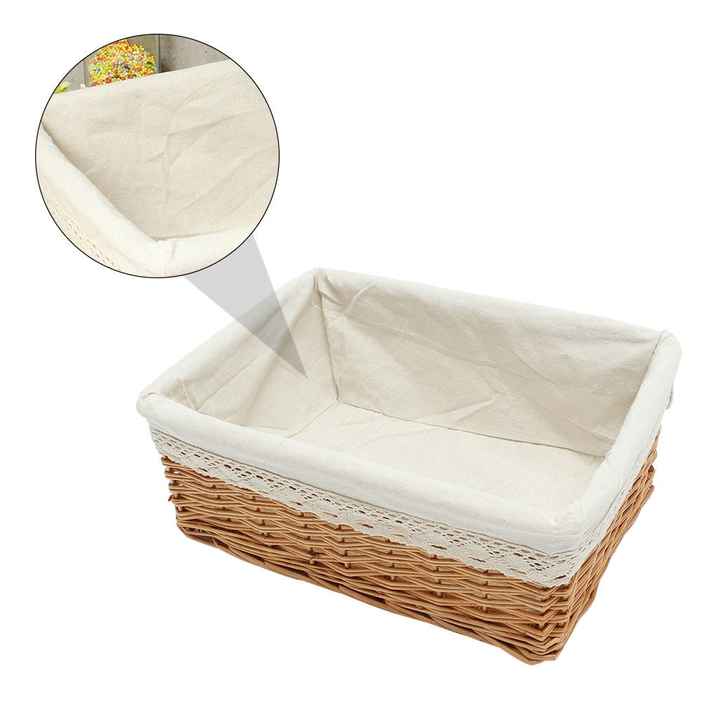 Rectangular Low Wicker Storage Basket - Sandstone - Medium / No Liner