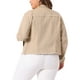 thumbnail image 3 of Chaquetas de mezclilla de mujer de tallas grandes Agnes Orinda, de manga larga, con bolsillos, 1X caqui, 3 of 7