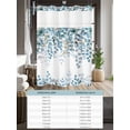 thumbnail image 6 of No Hook Cloth Fabric Shower Curtain with Snap in Liner, Blue Eucalyptus Leaves Waterproof Shower Curtains Set with See Through Top Window, Farmhouse Watercolor Floral Bath Curtains Shower 72"x72", 6 of 6