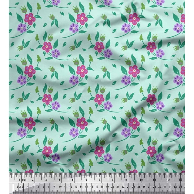 Soimoi Green Poly Georgette Fabric Diamond Geometric Print Fabric by Yard 42 Inch Wide