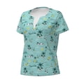 thumbnail image 3 of Wukai Hawaiian Style Casual V-Neck Graphic Tees for Women: Lightweight and Breathable Summer Tops with Stylish Design-Large, 3 of 8
