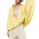 thumbnail image 2 of Chaqueta Abullonada para Mujer, Casual, con Mangas de Murciélago, Cuello Solapa, Cremallera, Chaquetas Urbanas Plisadas de Gran Tamaño Amarillo M, 2 of 10