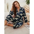 thumbnail image 6 of Jusfitsu Silk Satin Pajama Set for Women Long Sleeve Sleepwear V Neck Two Piece Pjs Soft Loungwear, 6 of 7