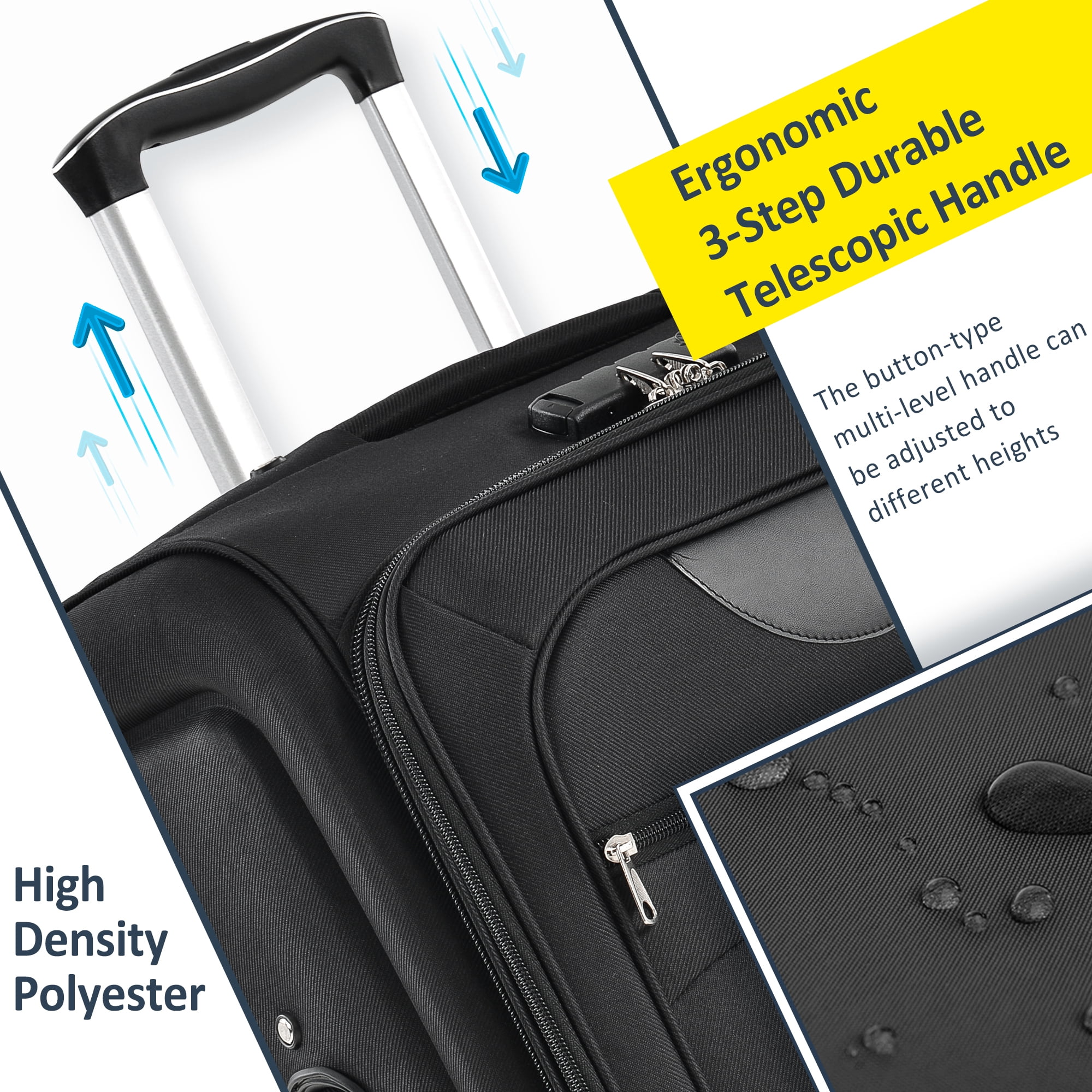 EUROCO  Suitcase Set with TSA Lock and Spinner Wheels,Lightweight Suitcase for Men Women(20",24",28"),Black