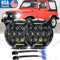 Pair New 7"inch Round LED Headlights Hi/Lo Beam DRL For Suzuki Samurai 1986-1995