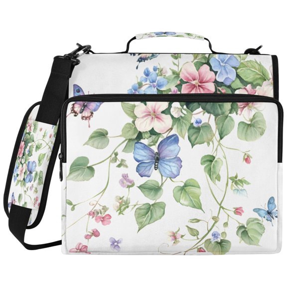 ALAZA Zipper Binder Watercolor Flower Butterfly Pattern 2 inch 3 Ring 500 Sheet Capacity Trapper Keeper File Folder Organizer Bag