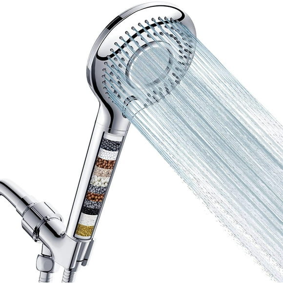 Handheld Shower Head with Filter, FEELSO High Pressure 3 Spray Mode Showerhead with 60" Hose, Bracket and 15 Stage Water Softener Filters for Hard Water Remove Chlorine and Harmful Substance