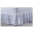 thumbnail image 4 of Ruffled Eyelet Bed Skirt Dust Ruffle with Gathered Styling and Embroidered Details, 14" Drop Length, Full, White, 4 of 5