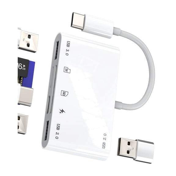 SD Card Reader USB Micro SD USB C Charger Adapter(6in1)Type C OTG 3.0 for iPhone 16 15 Pro Digital Camera Memory Stick Hub for iPad Macbook Compatible for Samsung Accessories for Apple TF Flash Drive