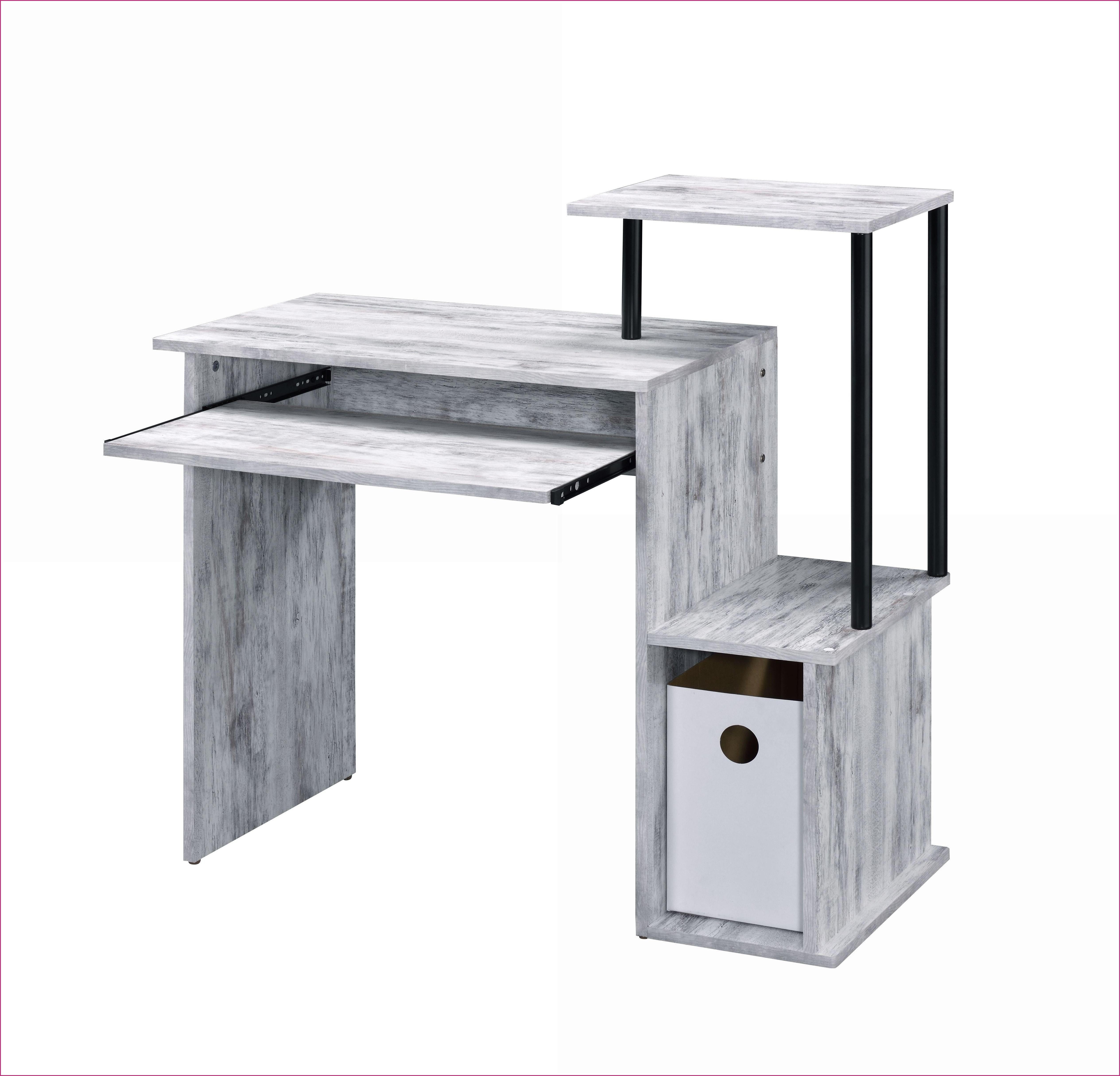 Computer Desks with Keyboard Tray, Storage & Shelf | Antique White & Black | Metal & Synthetic Wood