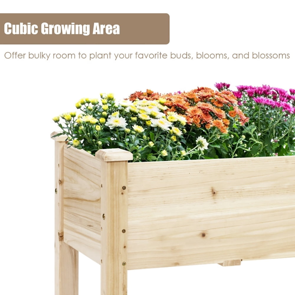Spaco Raised Garden Bed Elevated Planter Box Wood for Vegetable Flower Herb, Outdoor Elevated Flower Box for Backyard/Patio/Gardener