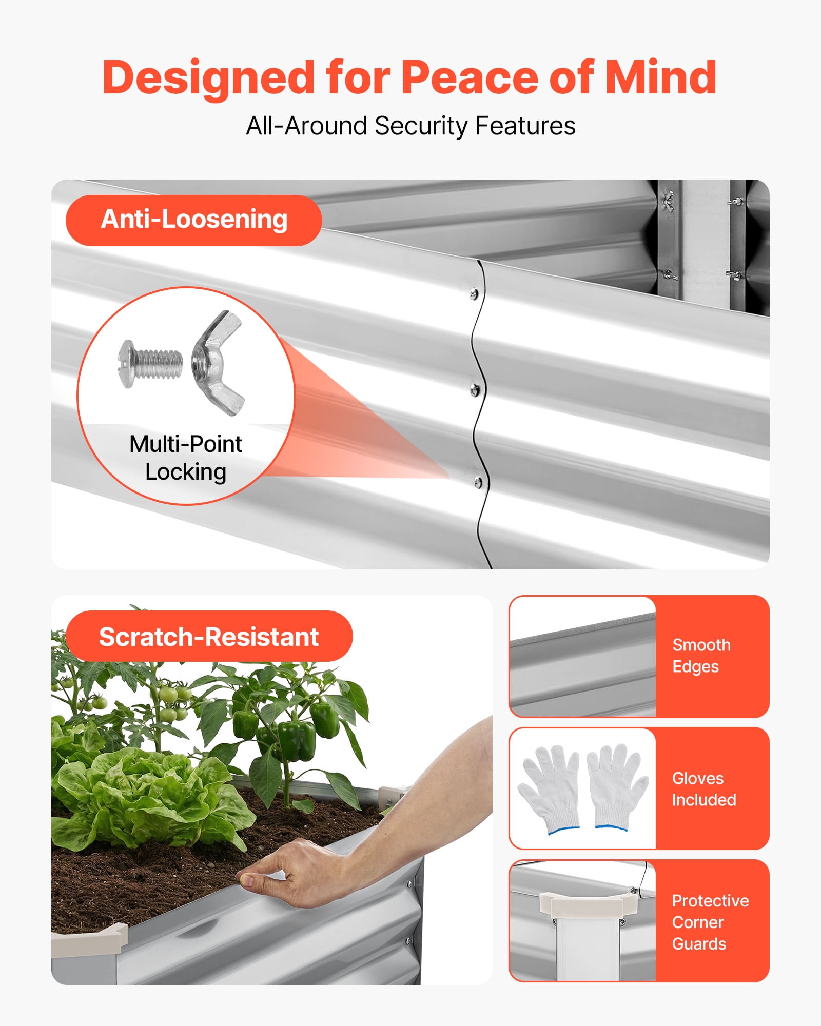 VEVOR 2 Pack Galvanized Raised Garden Beds, 6 x 3 x 1 ft, Rectangular Metal Planter Boxes Kit Outdoor, Bottomless Elevated Planting Box with Gloves, Alu-Zinc, for Growing Flowers Vegetables, Silver
