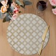 thumbnail image 3 of Beige Moroccan Round 13 Inch Placemats Set of 4, Geometric Abstract Art Modern HeatResistant Non Slip Place Mats for Dining Table, Wipeable Braided Kitchen Table Mats for Housewarming, 3 of 9