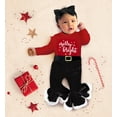 thumbnail image 5 of Baby Essentials Merry and Bright Ruffle Long Sleeve Shirt with Matching Velour Bell Flared Santa Pants & Black Velour Headband for Infant Toddler Girls of 18 Months for Christmas, Holiday & Photos, 5 of 5