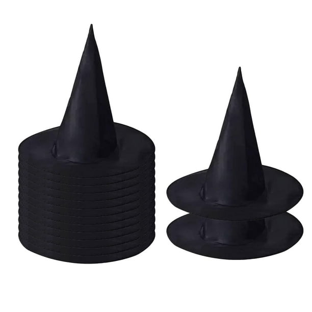 14 sombreros de bruja puntiagudos de Halloween con ala ancha para cosplay, accesorios fotográficos para fiestas y festividades. Adultos 37cmx35cm