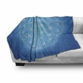 thumbnail image 3 of Geometry Soft Flannel Fleece Throw Blanket, Flower of Life Grid Pattern Consisting of Types Overlapping Circles Theme, Cozy Plush for Indoor and Outdoor Use, 50" x 60", Blue White, by Ambesonne, 3 of 6