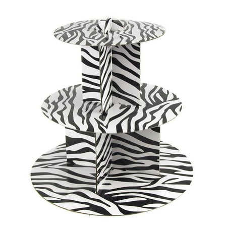 

Spiral Zebra Cardboard Cupcakes Holder Stand 12-Inch Black