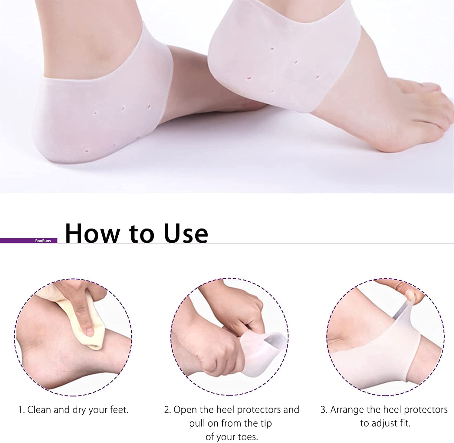 PCS Anti Crack Silicone Foot Protector for Foot-Care and Heel Cracks,socks  for cracked feet, for heel pain,anti crack heel socks,Pain Relief for Man  and Women Gel Heel Protectors Free Size(1Pair) : Amazon.in: