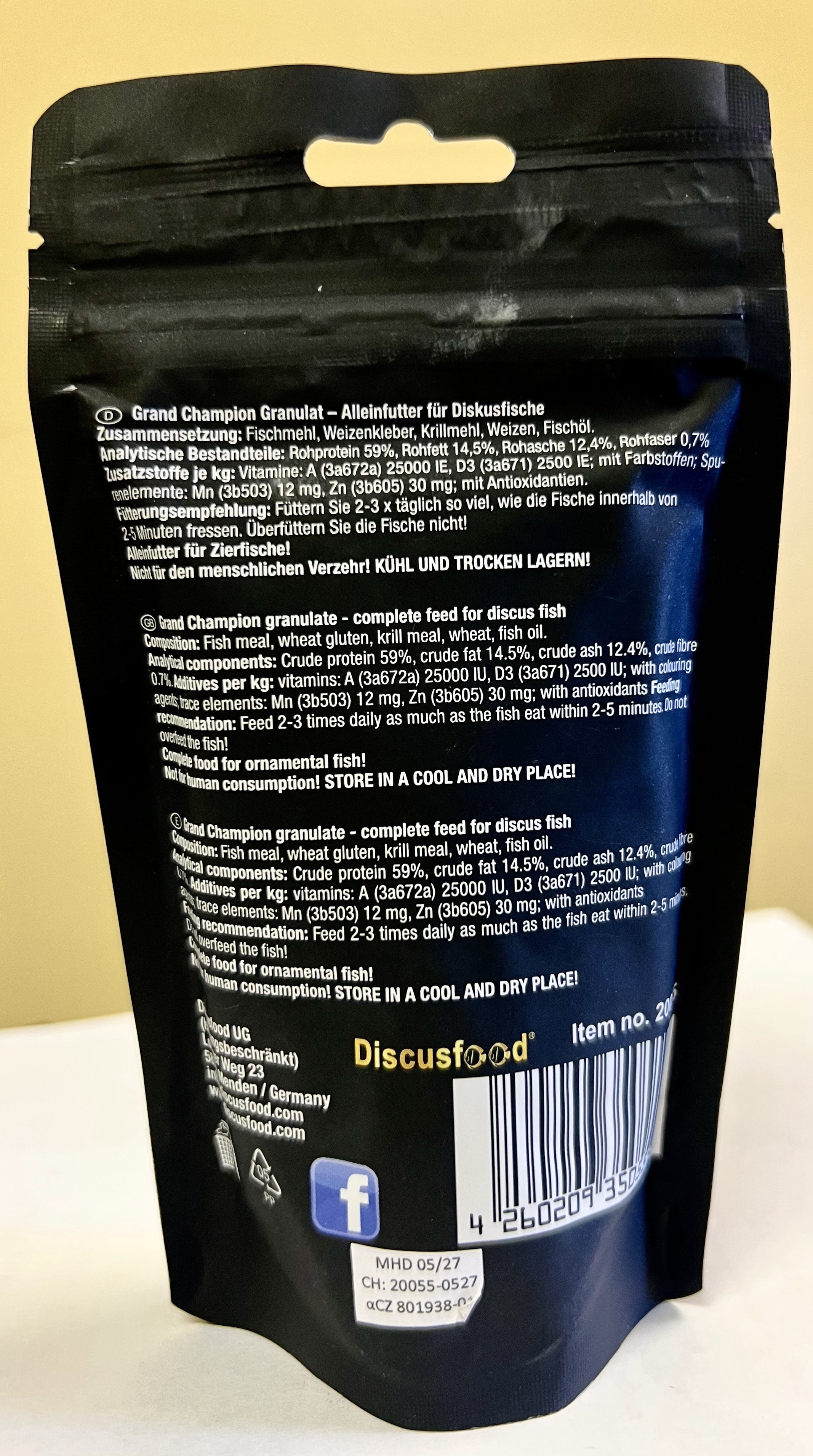 Discusfood Grand Champion Soft Granulate Fish Food, 8.11 oz