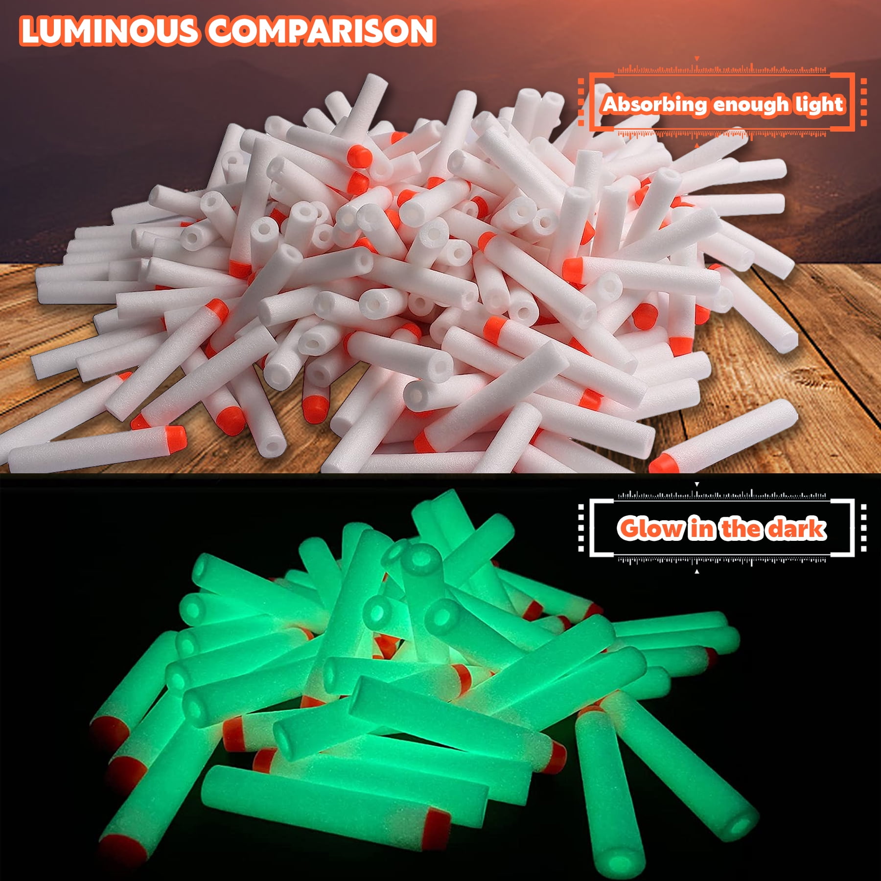 BOROLA 200Pcs Hollow Out Soft Foam Refill Waffle Darts Compatible for Nerf Elite Series Blasters(White, Glow in The Dark)