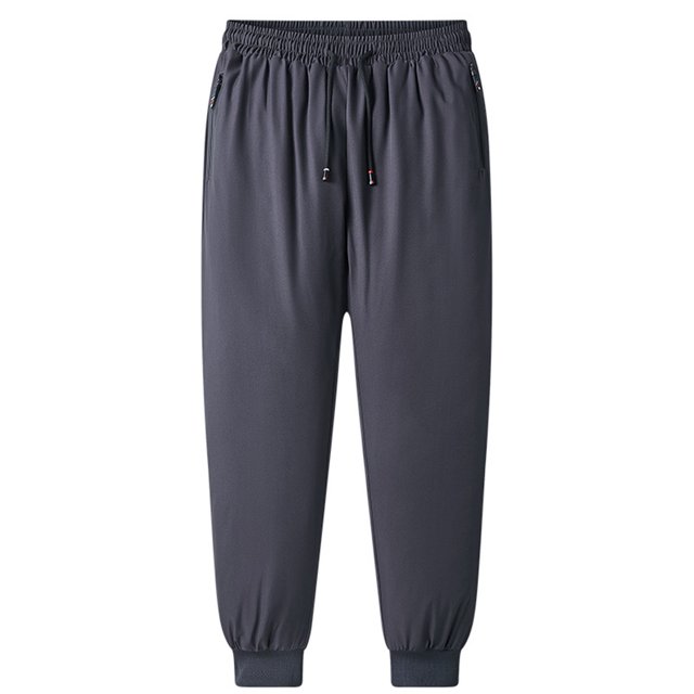 Winter Men's Lambing Fleece Windproof Cotton Fleece Sports Pants - Straight Leg, Leg Binding, Oversized Fit