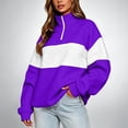 thumbnail image 2 of HAiming Women's Sweatshirts Long Sleeve Color Block Quarter Zip Mock Neck Casual Trendy Shirts Fall Winter Workout Tops, 2 of 8