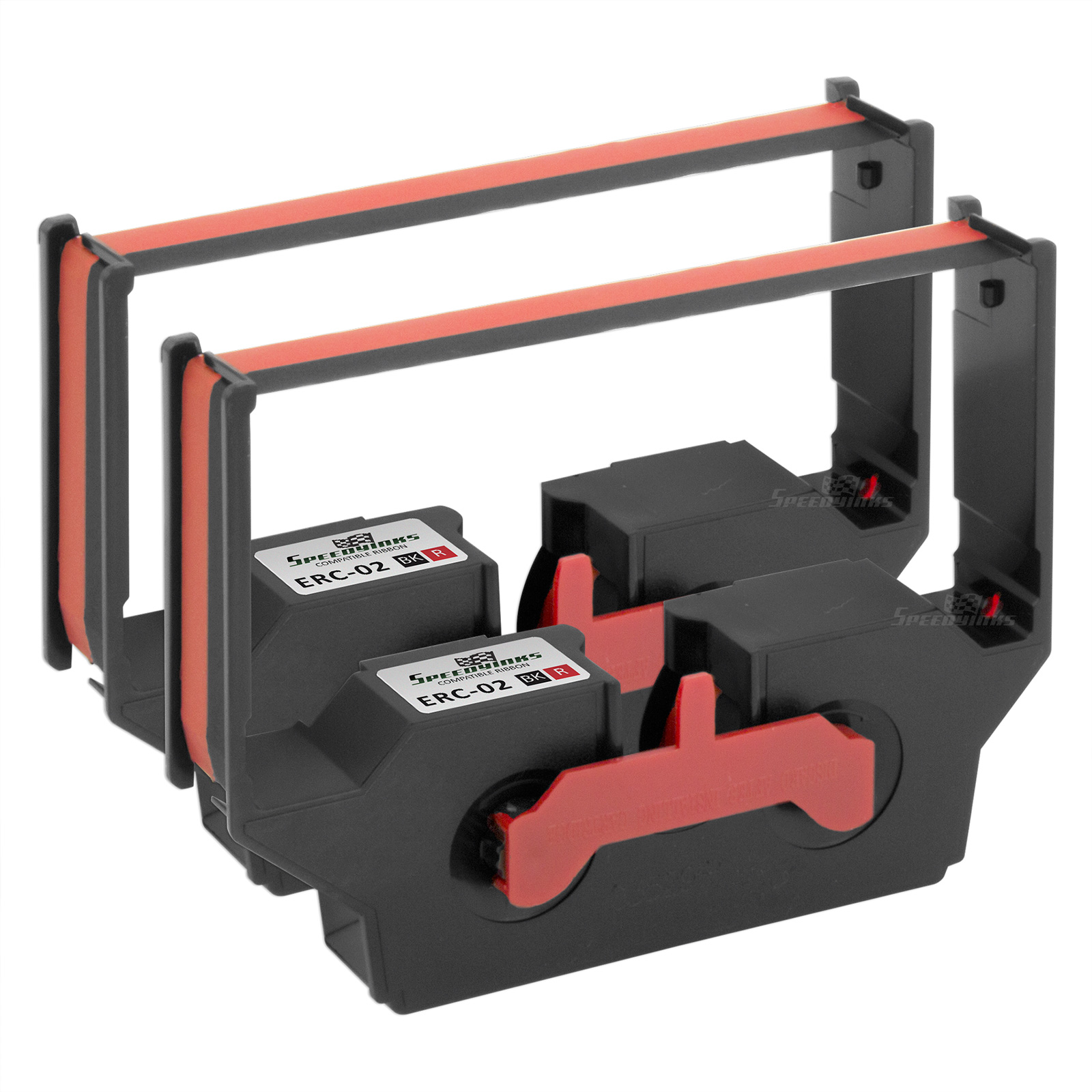 Speedy Inks Compatible Printer Ribbon Replacement for Epson ERC02 (Black and Red, 2Pack