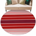 thumbnail image 2 of Red Striped Round Area Rug 6 FT, Non Slip Bedroom Rugs, Modern Minimalist Gradient Lines Country Washable Soft Circular Carpet Non-Shedding Floor Mat for Kitchen Dining Room Home Office Kids Room, 2 of 8
