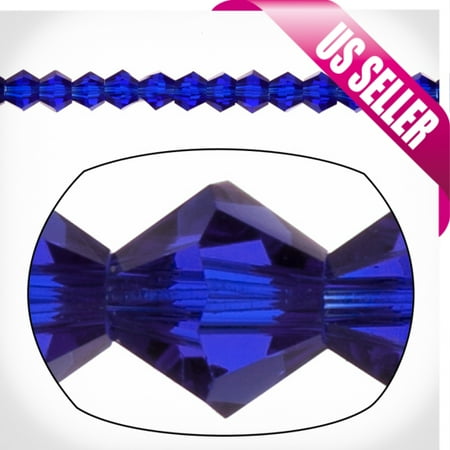 - Sapphire Blue Bicone Crystal Beads 3mm, 16-Facet Surface Cutted Crystals Sold per pkg of 135cnt per strings