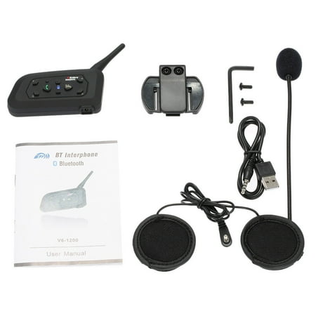 Helmet Headset Intercom - V6-1200 Motorcycle Bluetooth Headset / Intercom 1200M Hands-free Interphone Helmet Headset Black for Six Motorcycle Riders