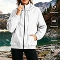 thumbnail image 3 of SYwaren Women's Lightweight Athletic Rain Jacket Full Zip Hooded Mock Neck Water Resistant Hiking Casual Long Sleeve with Pockets, 3 of 9