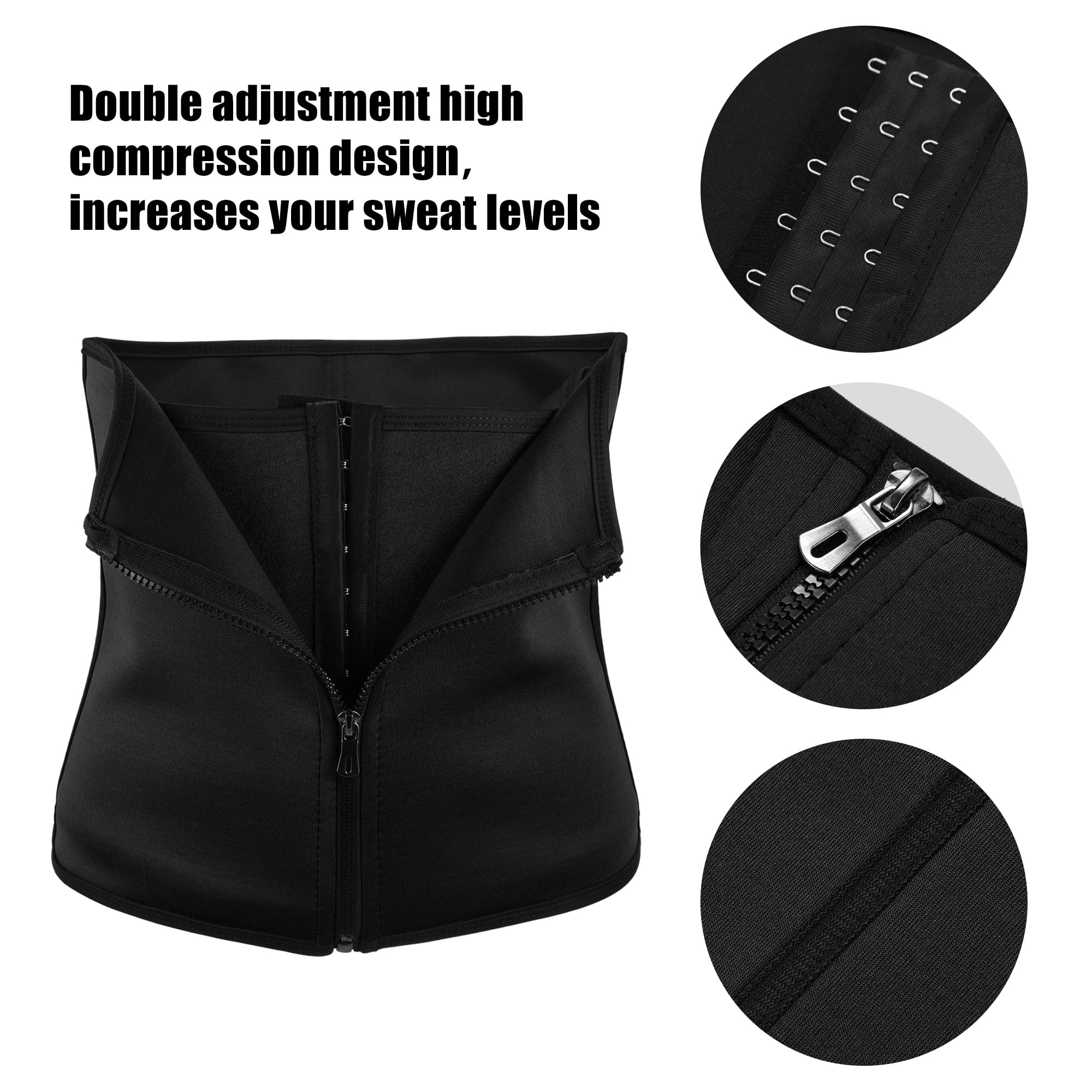Unique Bargains Women's Waist Trimmer Zippered Belt Tummy Tuck Belts Black 2XL