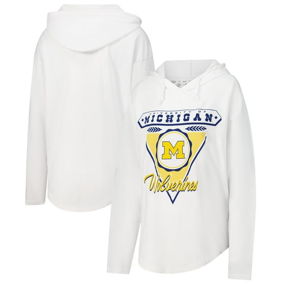 Women's Pressbox White Michigan Wolverines San Bruno Hoodie Long Sleeve T-Shirt