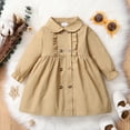 thumbnail image 3 of Mikrdoo Dress For Toddler Girls 3T Baby Girls Doll Collar Solid Color 4T Baby Girls Dress 1PCS Winter Dress,Yellow, 3 of 7